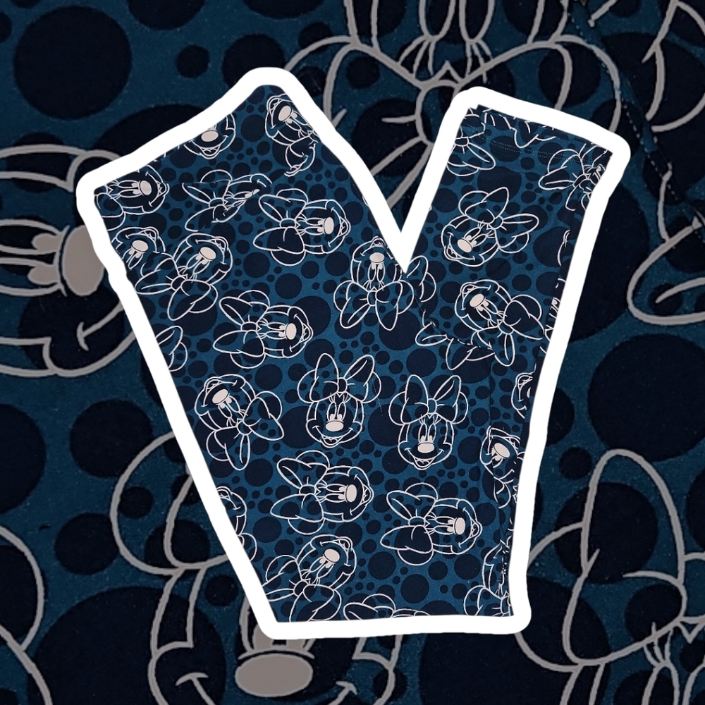 LuLaRoe Disney Minnie Mouse Leggings Blue Yellow Size TC (12-24)